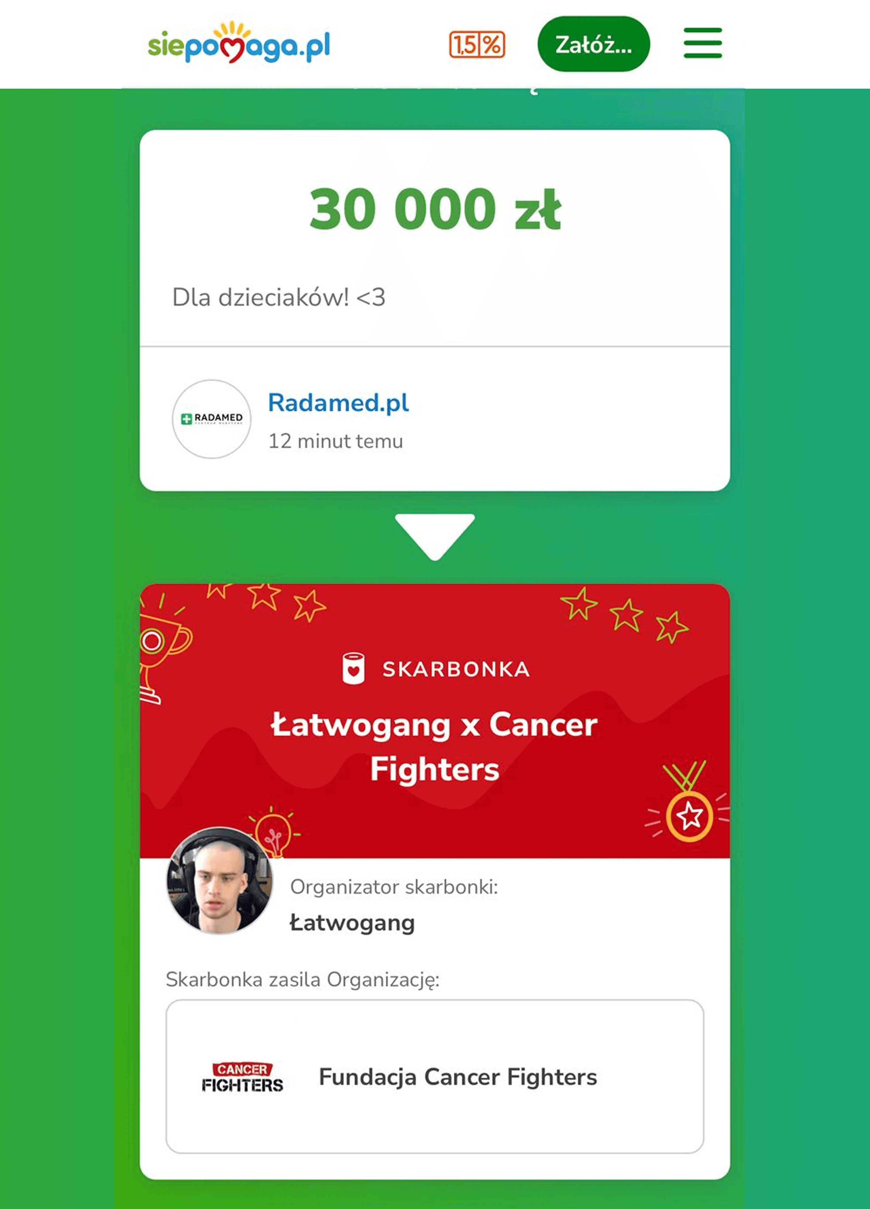 Wpłata na zbiórkę Łatwogang x Cancer Fighters